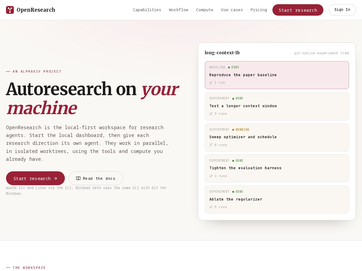 Landing-page snapshot of openresearch.lol
