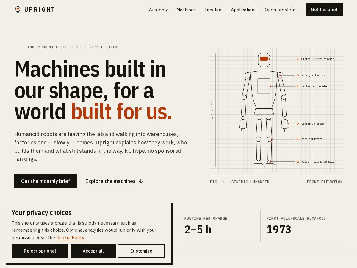 Landing-page snapshot of optimus-gen3.tech