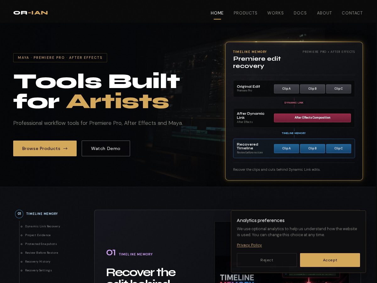 Landing-page snapshot of or-ian.com
