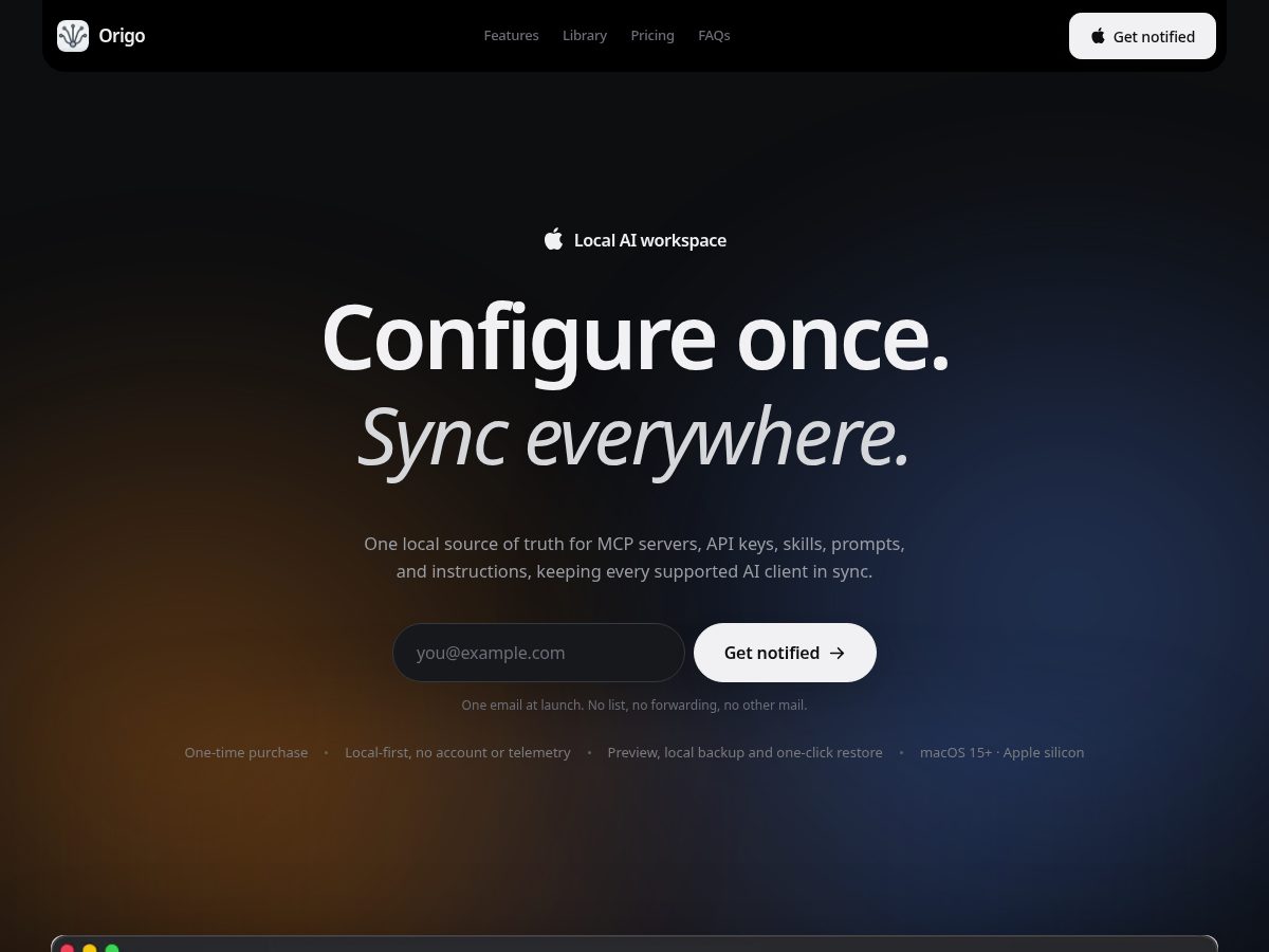 Landing-page snapshot of origo.tools