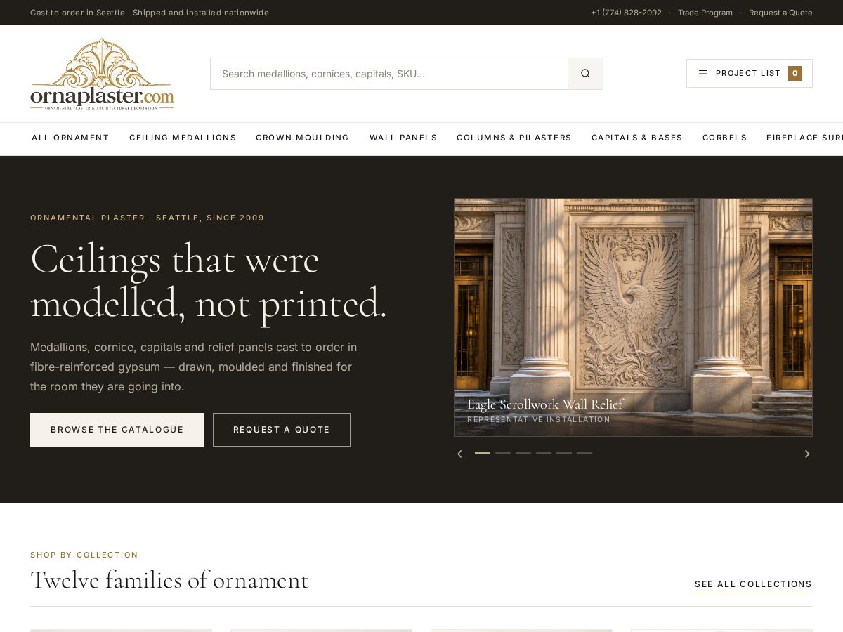 Landing-page snapshot of ornaplaster.com