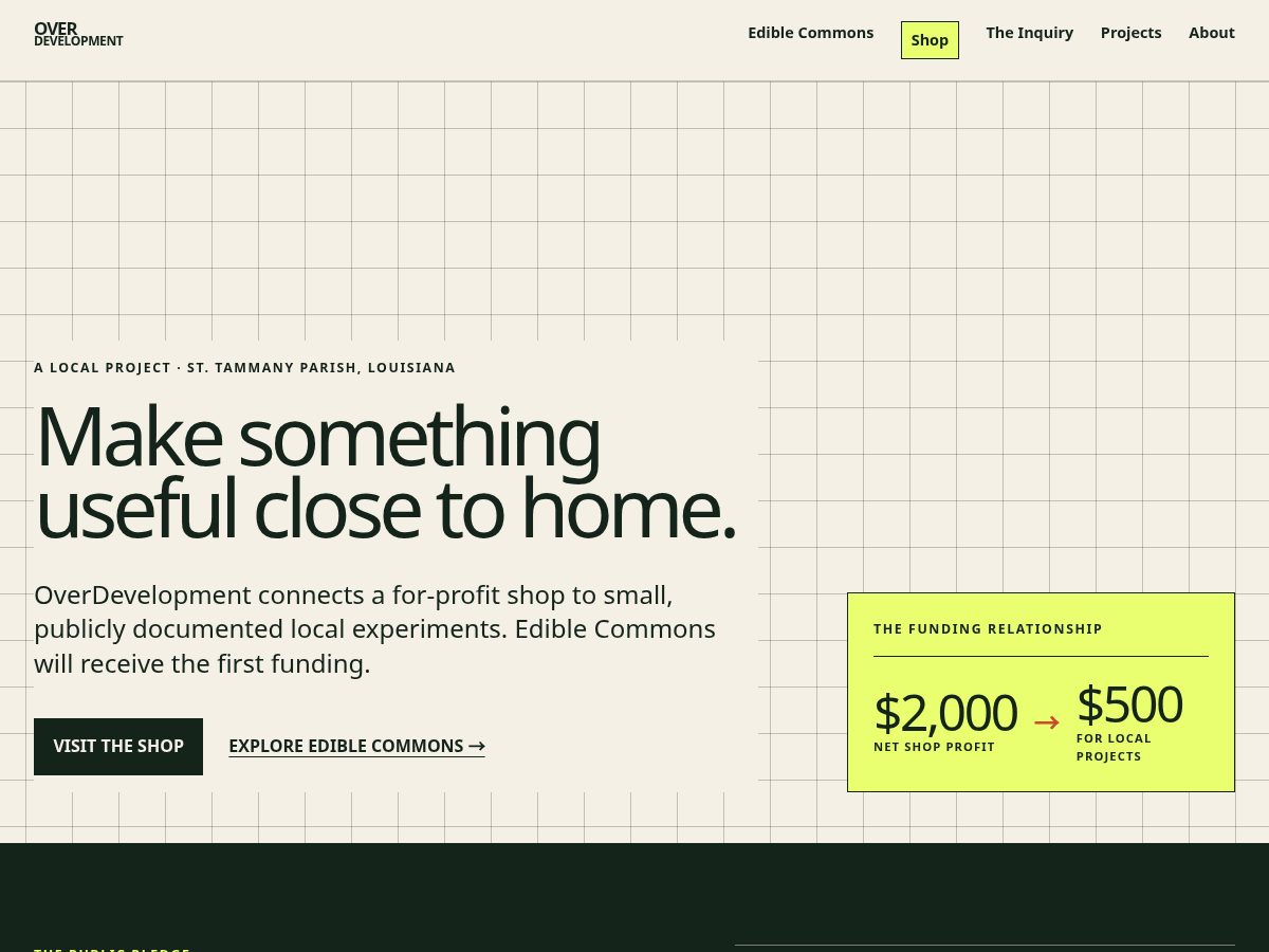 Landing-page snapshot of overdevelopmentproject.com