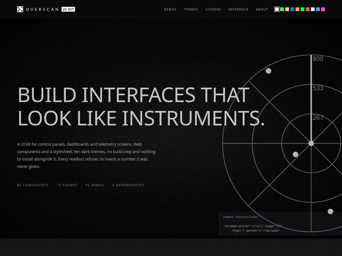 Landing-page snapshot of overscan.dev