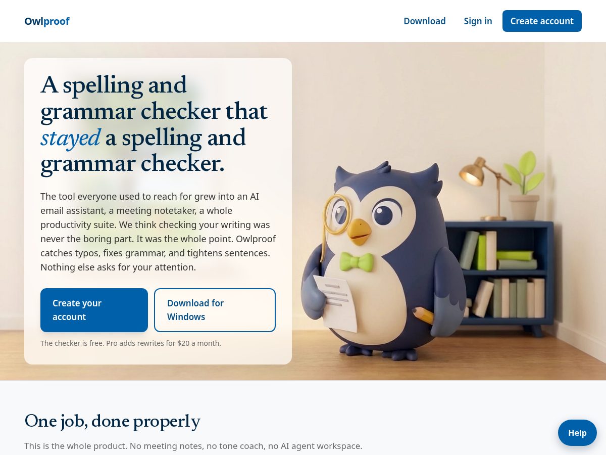 Landing-page snapshot of owlproof.app