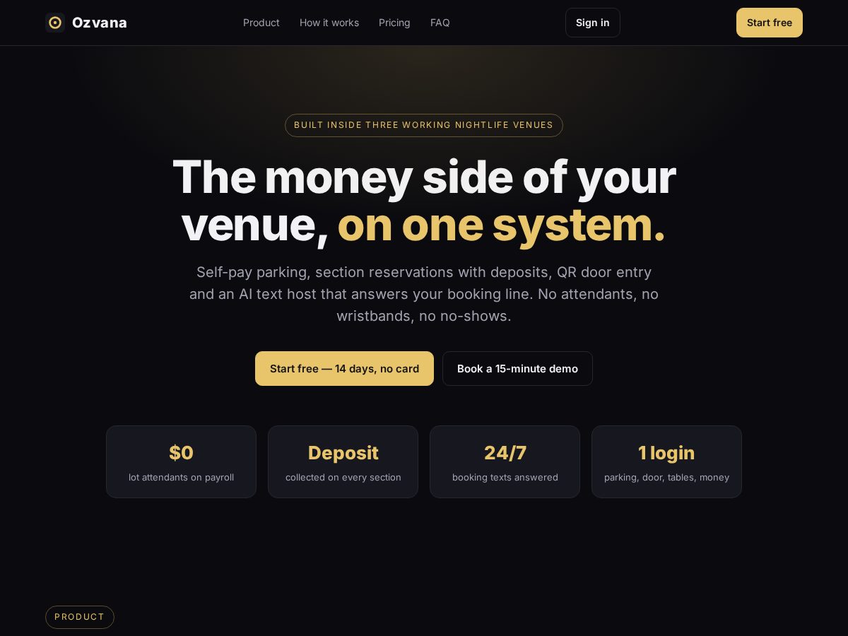 Landing-page snapshot of ozvana.com