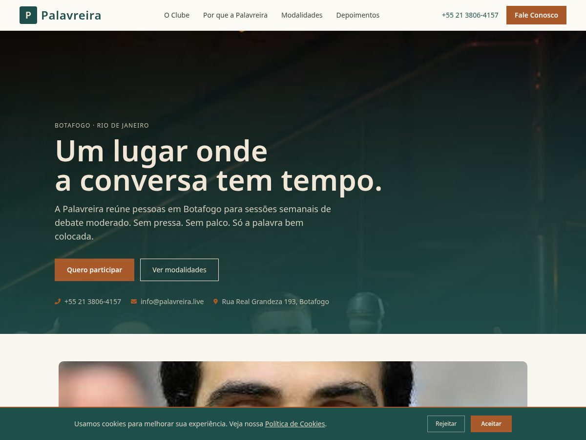 Landing-page snapshot of palavreira.live