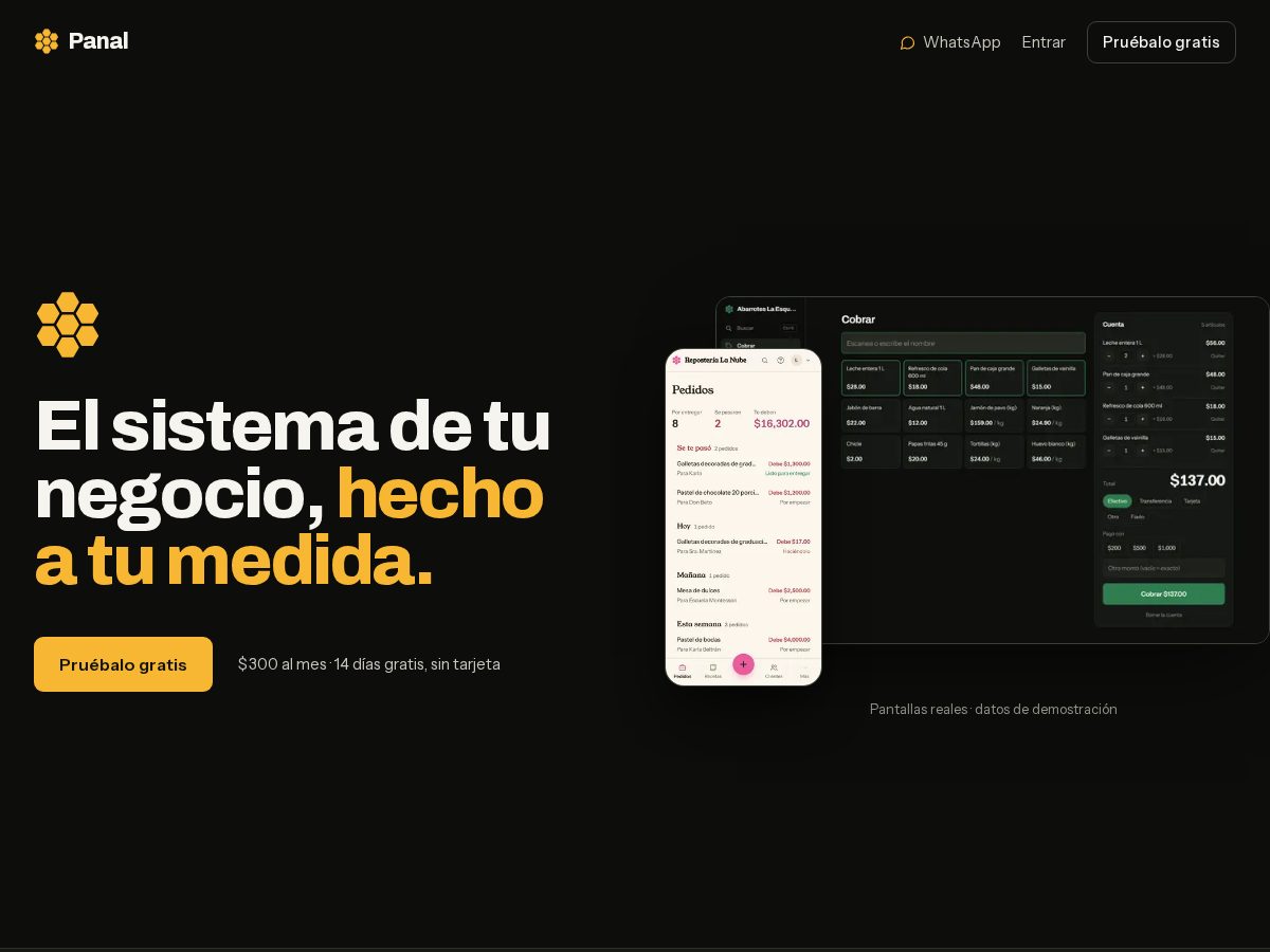 Landing-page snapshot of panal.online