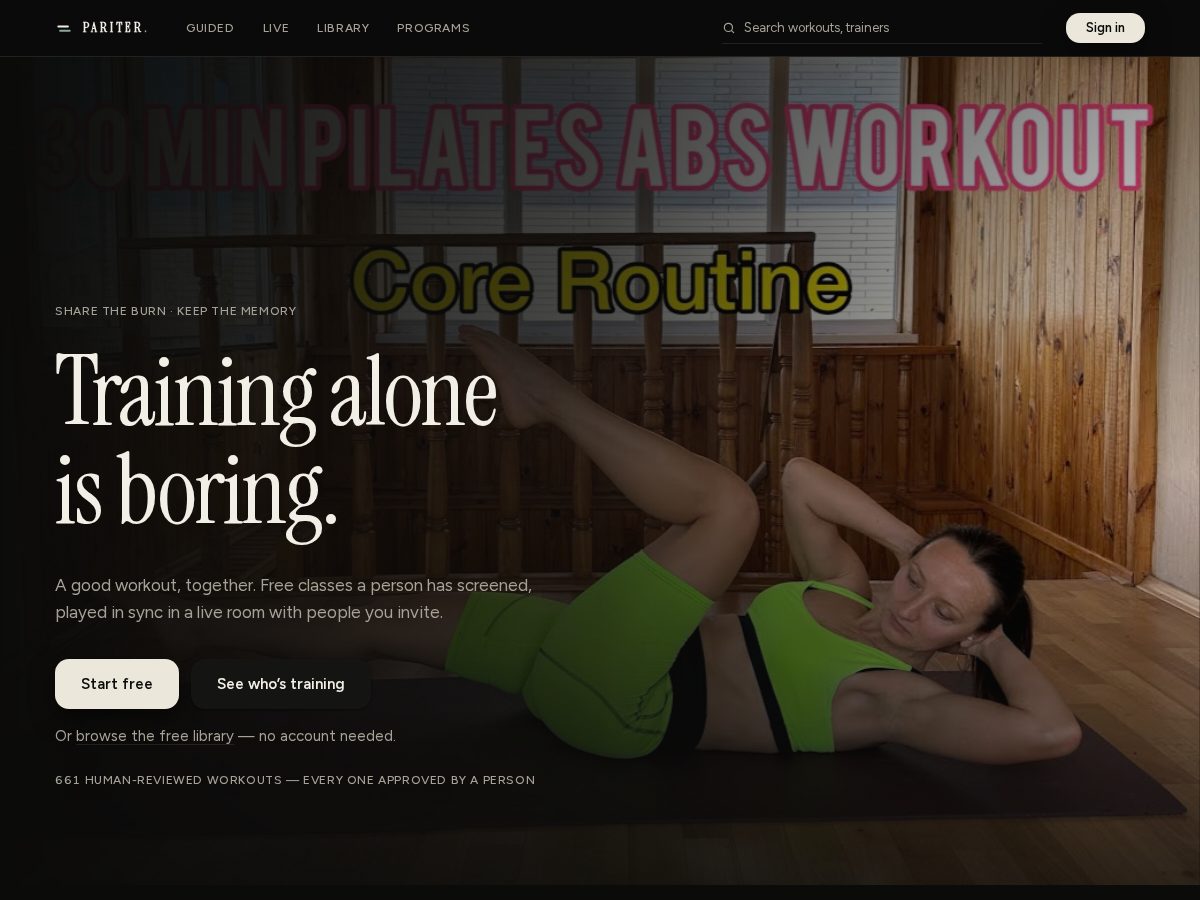 Landing-page snapshot of pariterclub.com