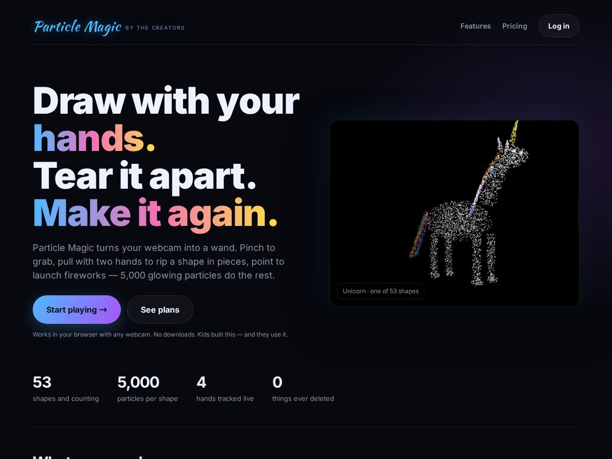 Landing-page snapshot of particlemagic.com