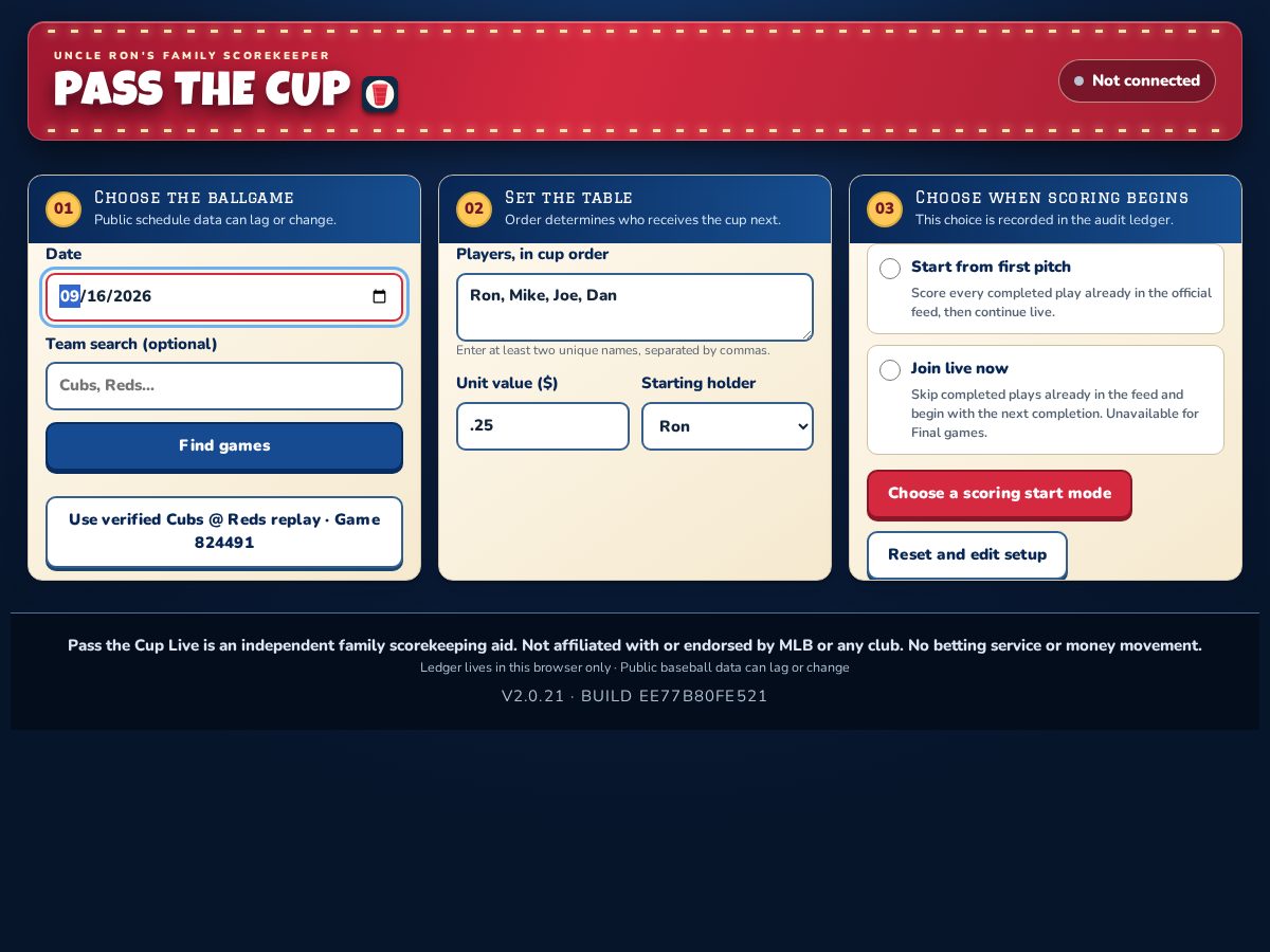 Landing-page snapshot of passthecup.app