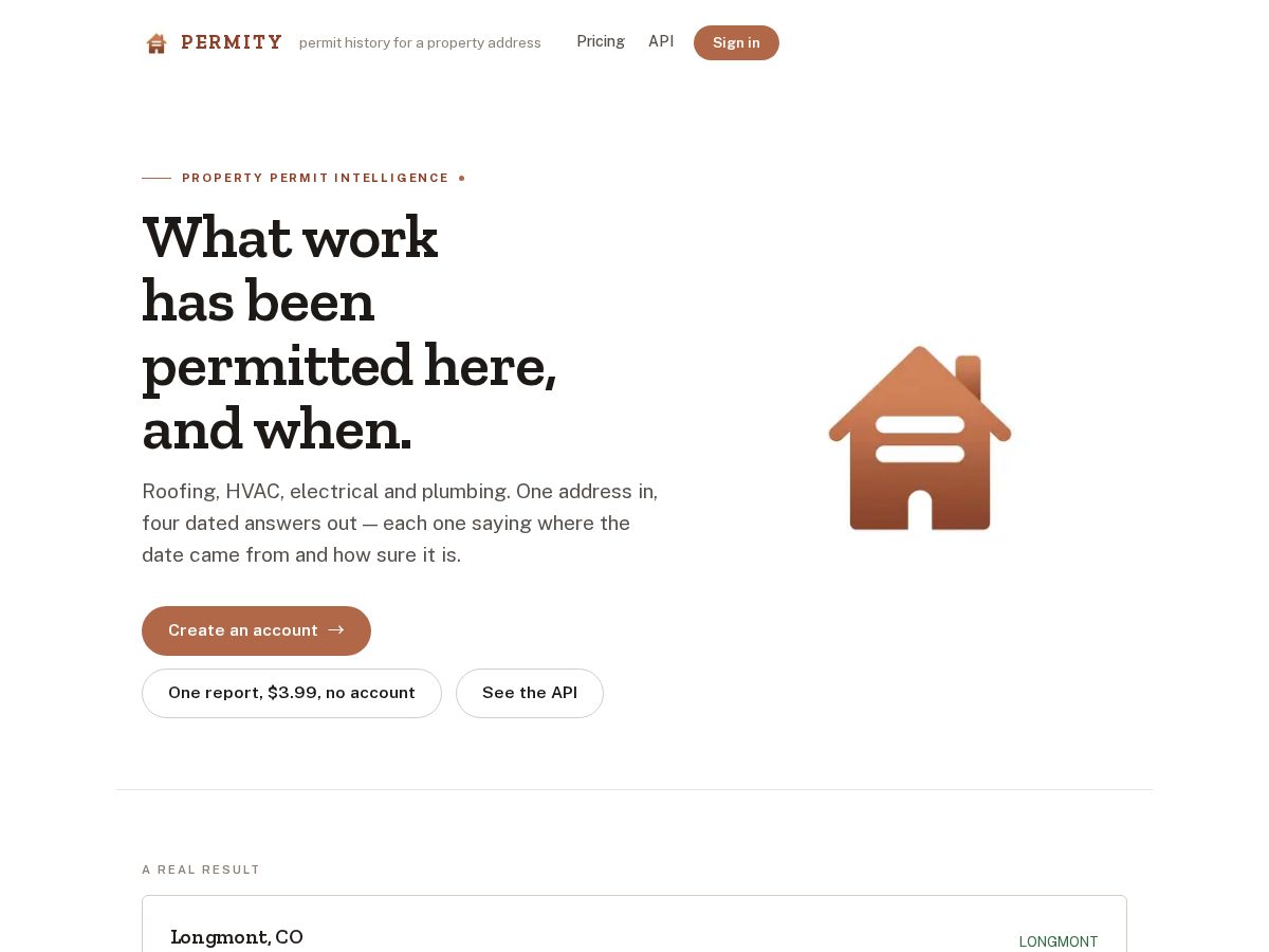 Landing-page snapshot of permityusa.com