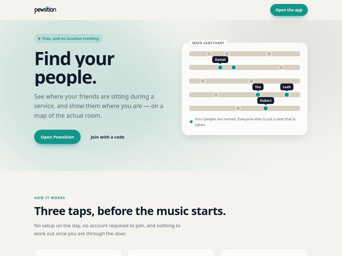 Landing-page snapshot of pewsition.com