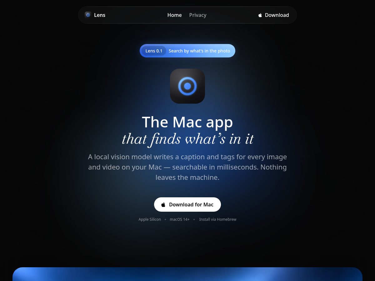 Landing-page snapshot of photolens.app