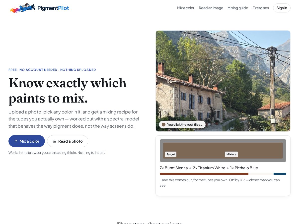 Landing-page snapshot of pigmentpilot.com