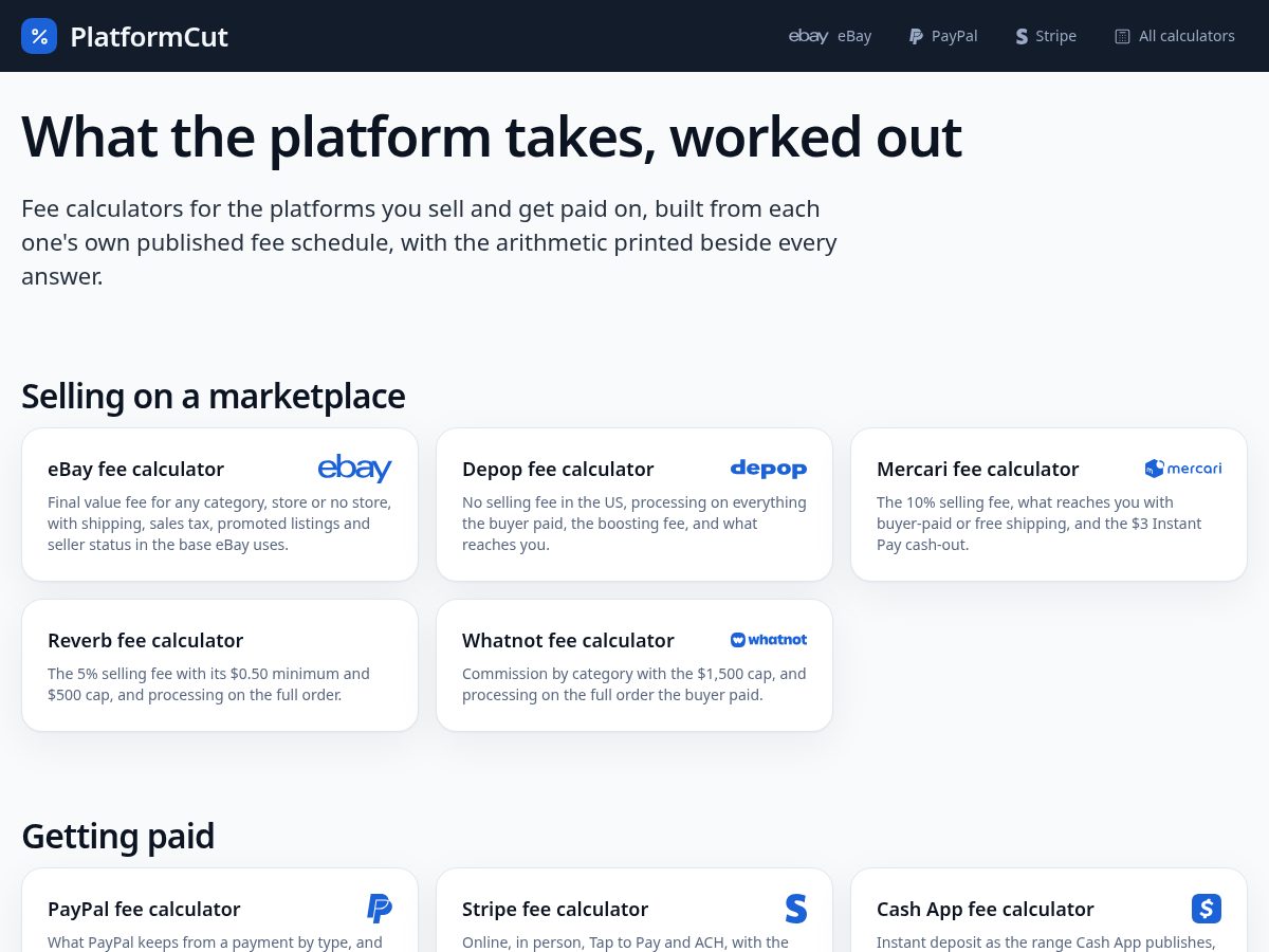 Landing-page snapshot of platformcut.com