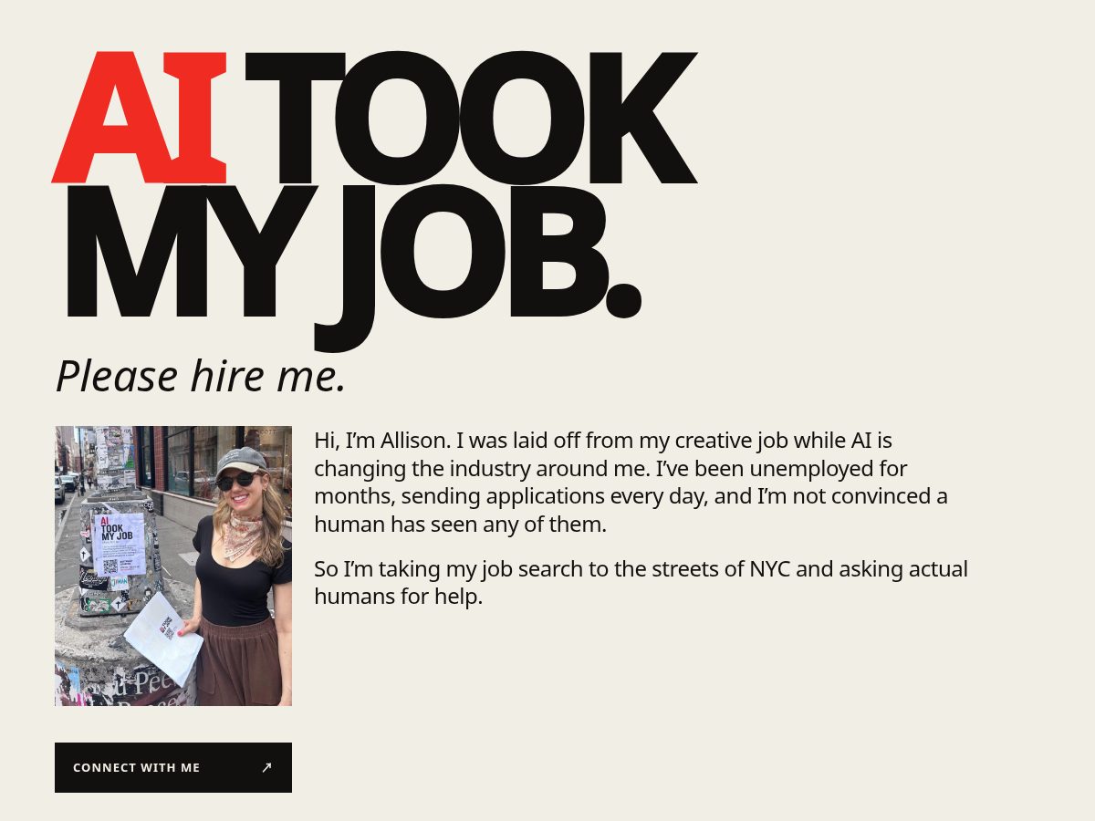 Landing-page snapshot of pleasehireallison.com