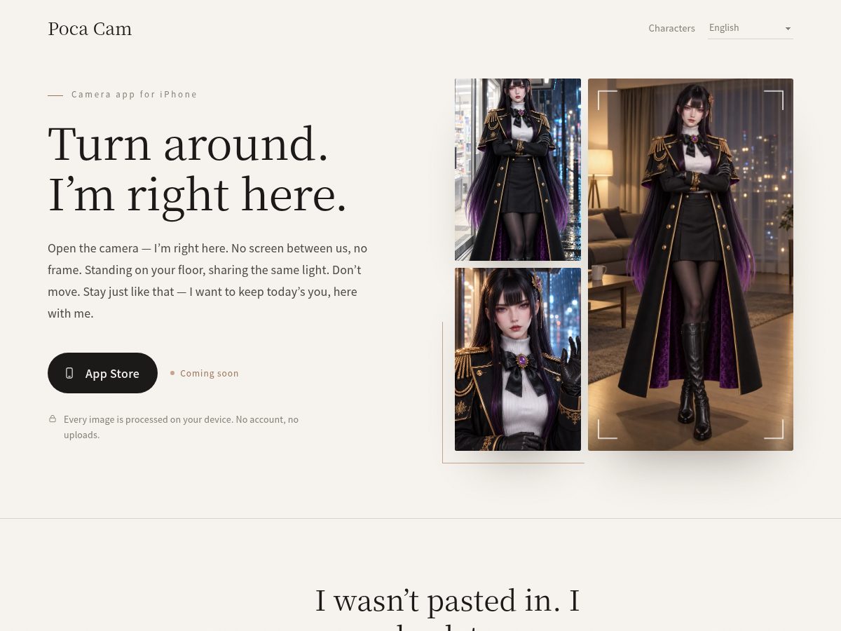 Landing-page snapshot of pocacam.app