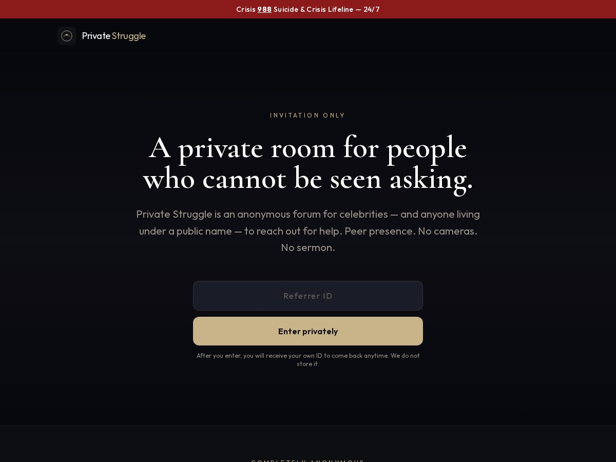 Landing-page snapshot of privatestruggle.com