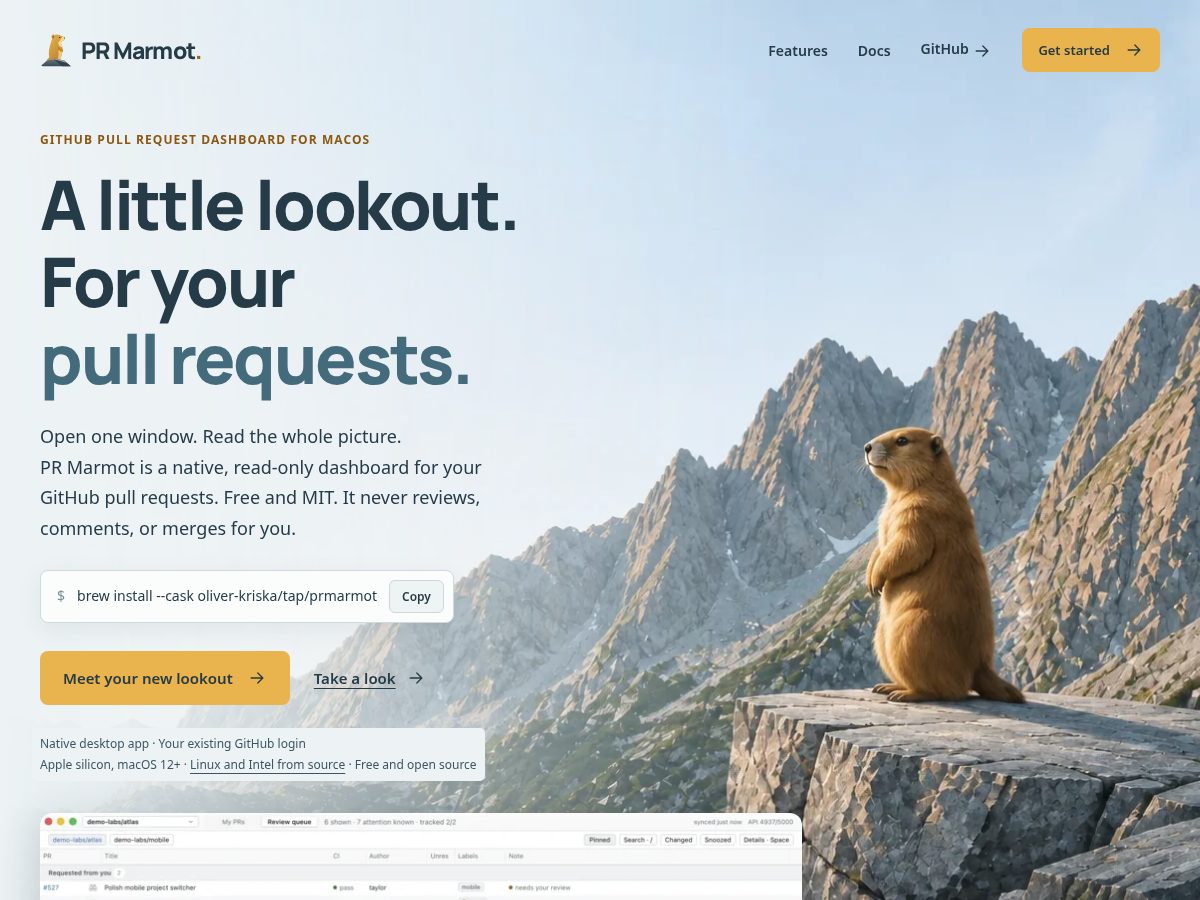 Landing-page snapshot of prmarmot.com