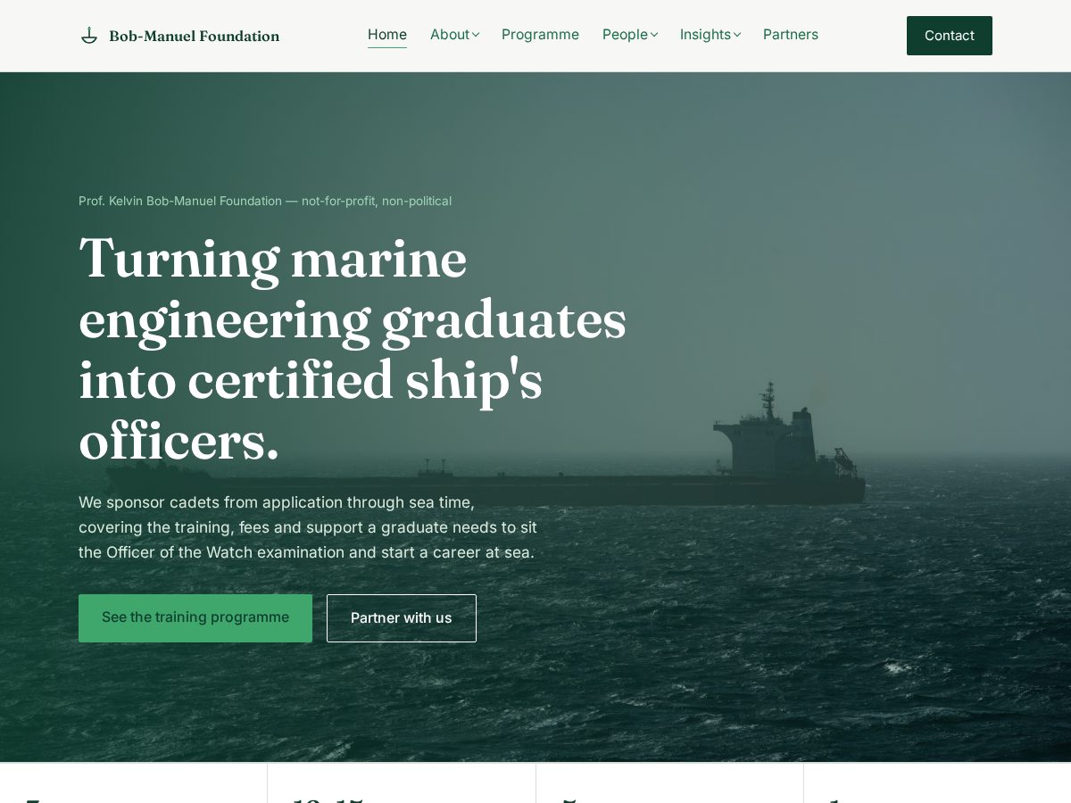 Landing-page snapshot of profkbobmanuelfoundation.com