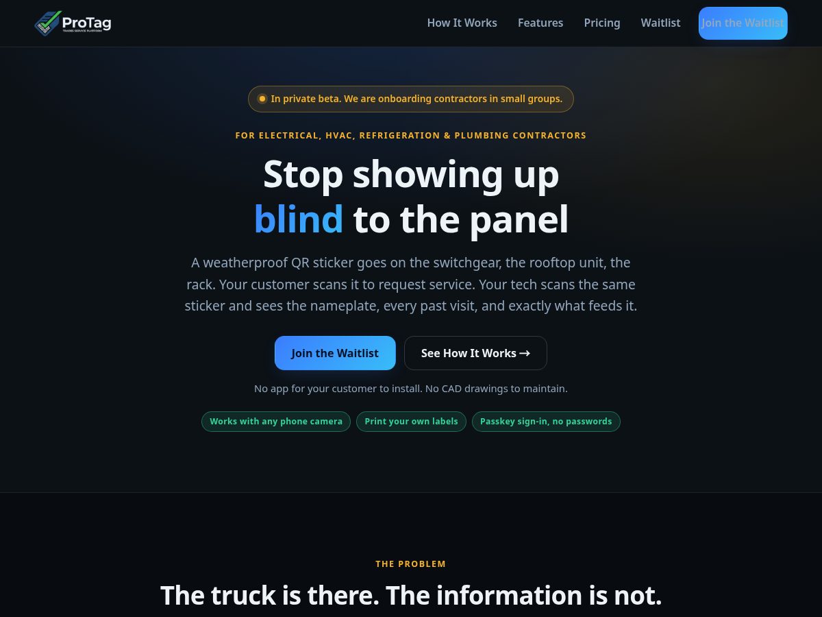 Landing-page snapshot of protagapp.com