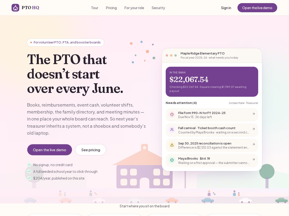Landing-page snapshot of ptohq.org