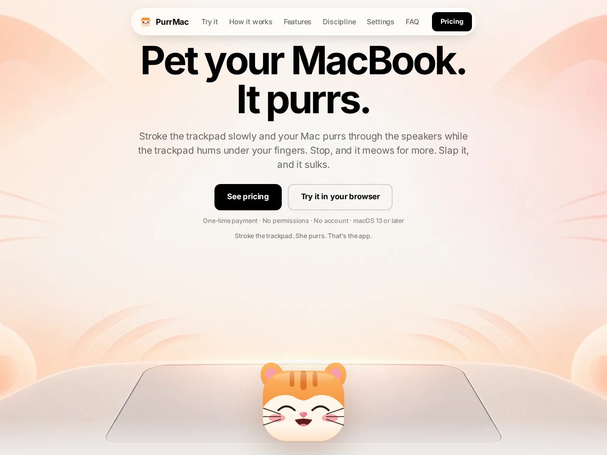 Landing-page snapshot of purrmac.lol