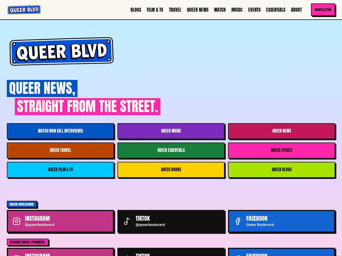 Landing-page snapshot of queerboulevard.com