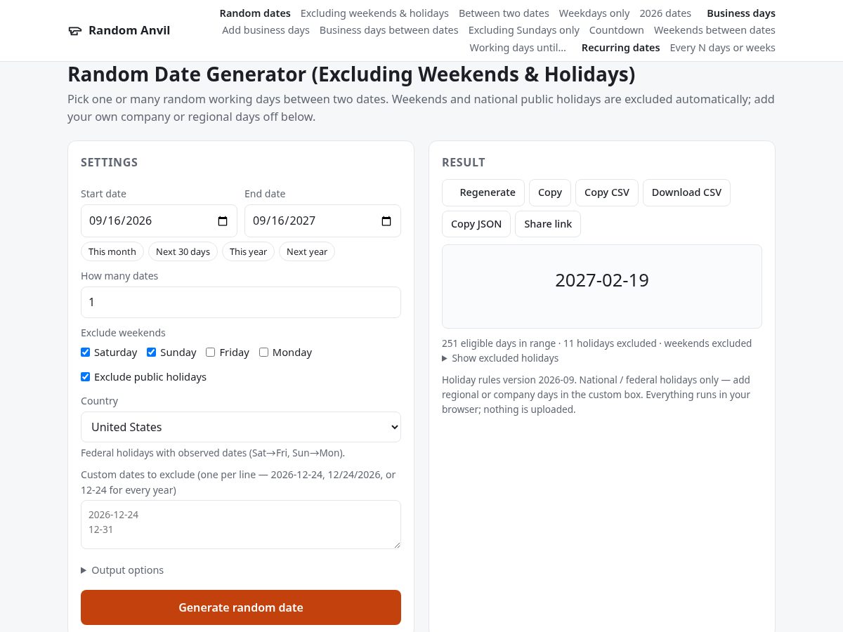 Landing-page snapshot of randomanvil.com