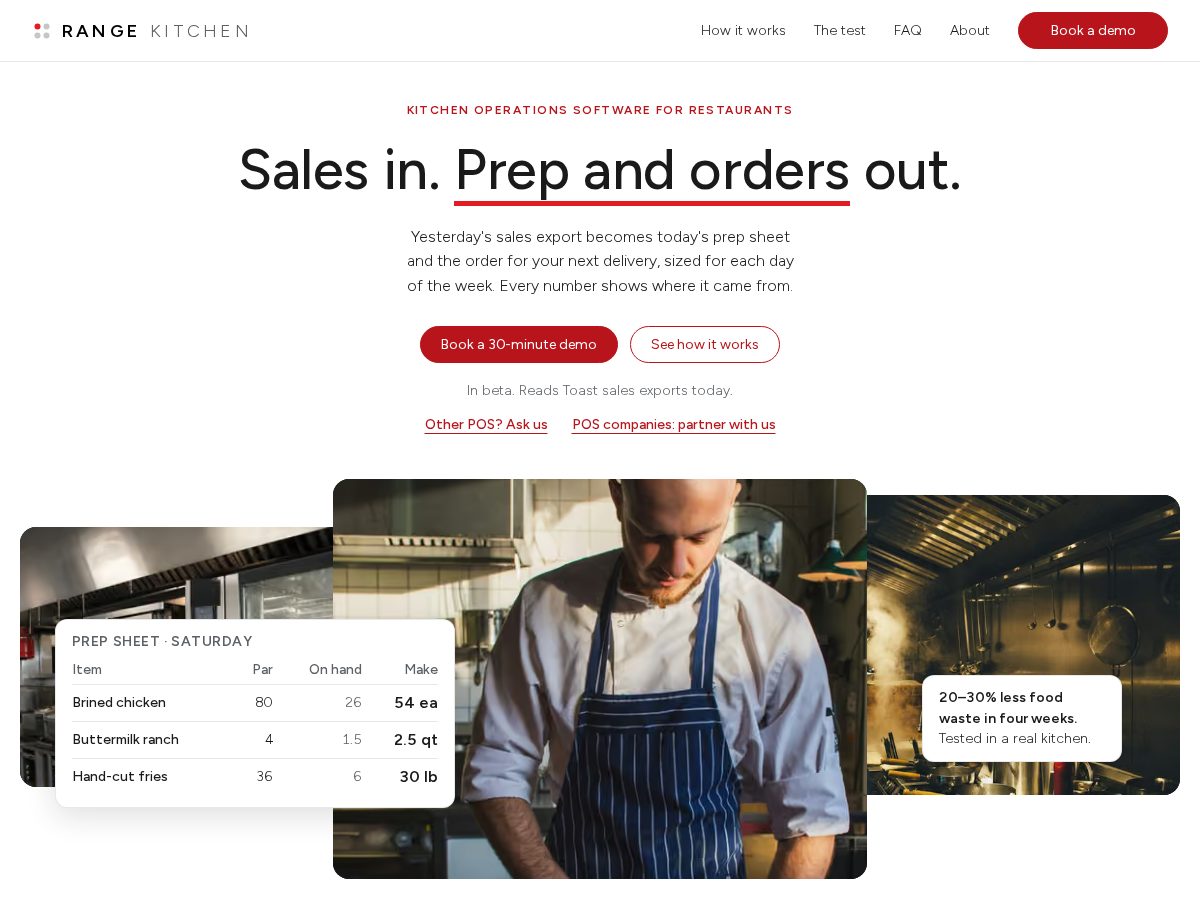 Landing-page snapshot of rangekitchen.app