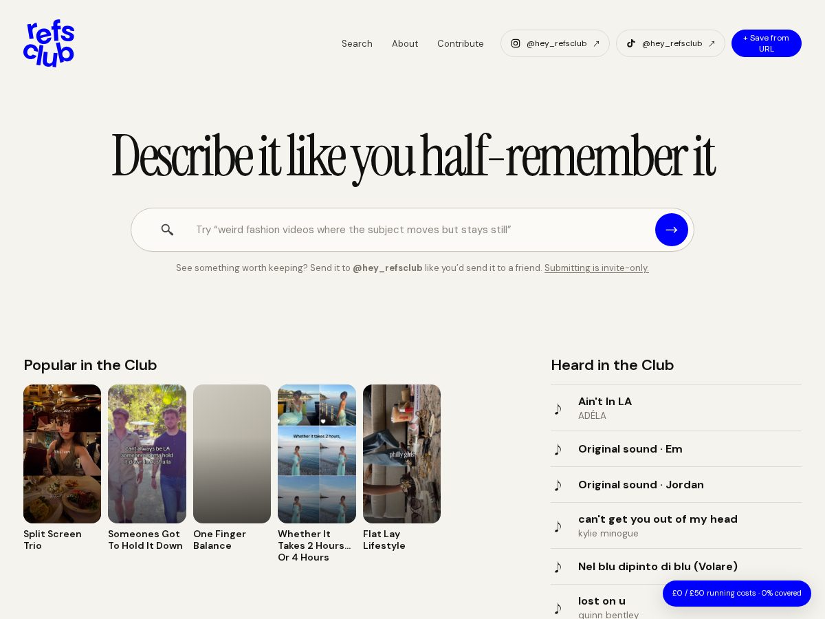 Landing-page snapshot of refsclub.com