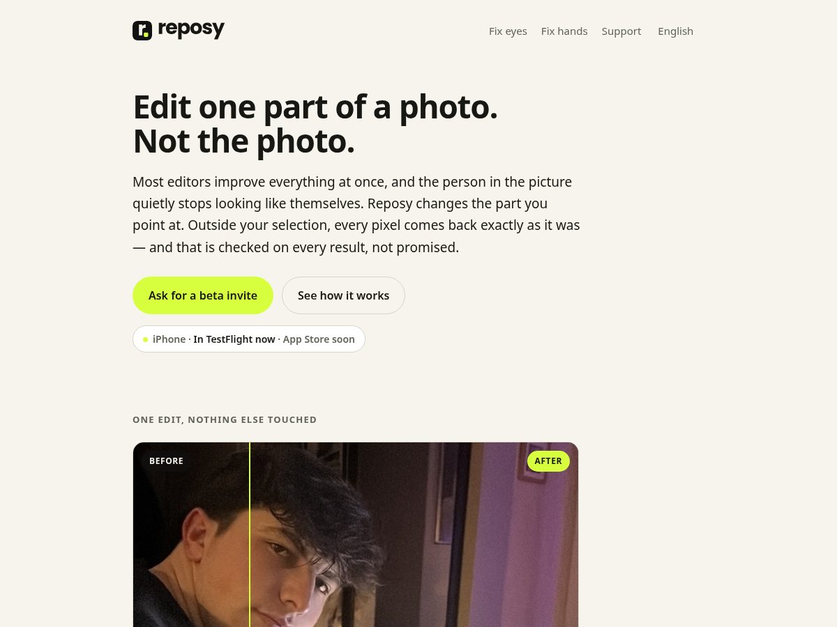 Landing-page snapshot of reposy.app