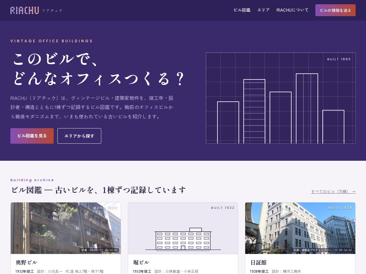 Landing-page snapshot of riachu.com