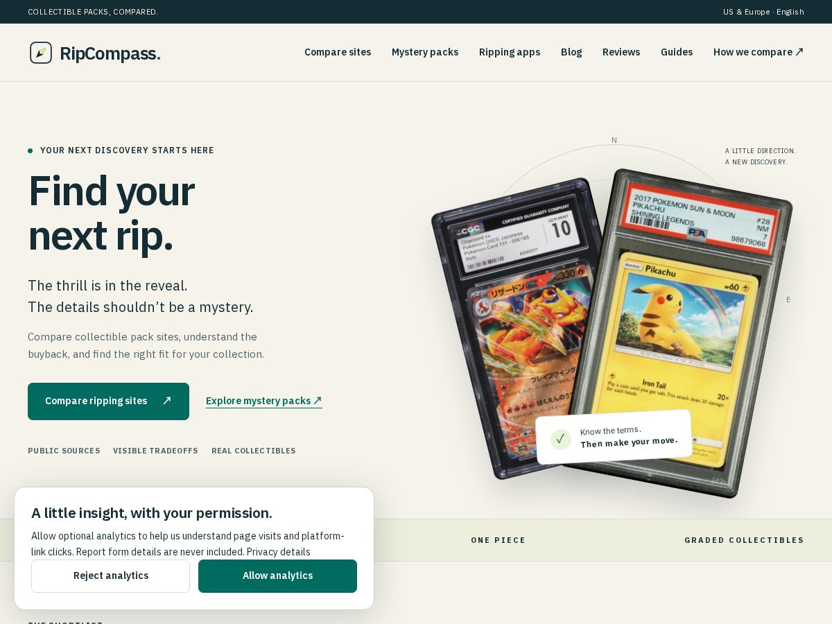 Landing-page snapshot of ripcompass.com