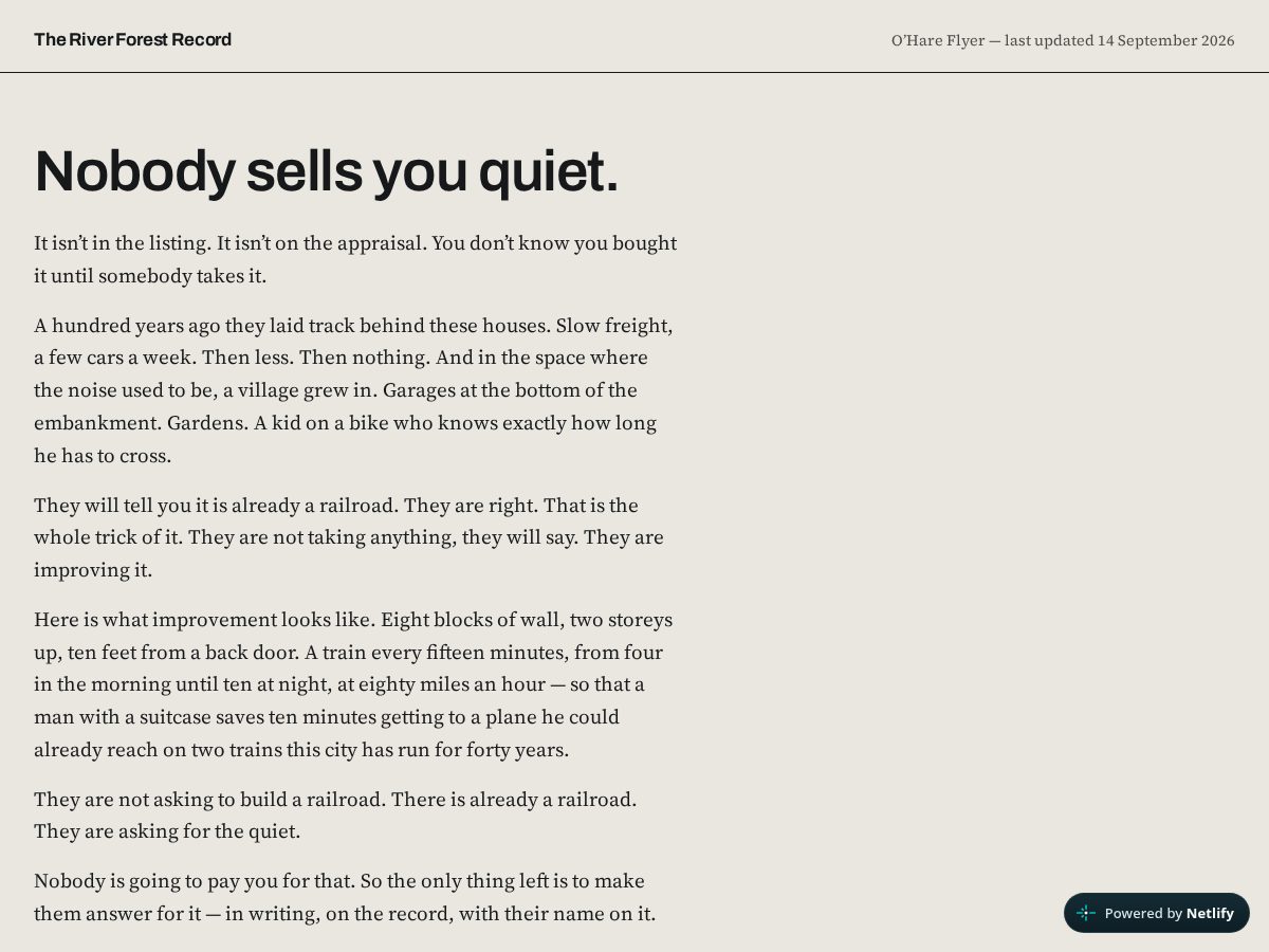 Landing-page snapshot of riverforestrecord.org