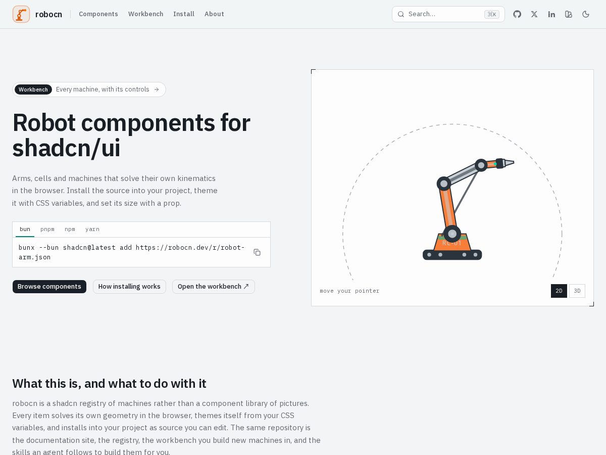 Landing-page snapshot of robocn.dev