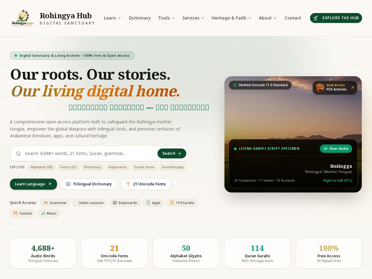 Landing-page snapshot of rohingyahub.org