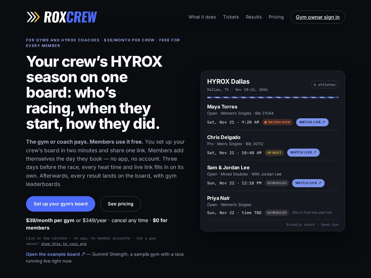 Landing-page snapshot of roxcrew.app