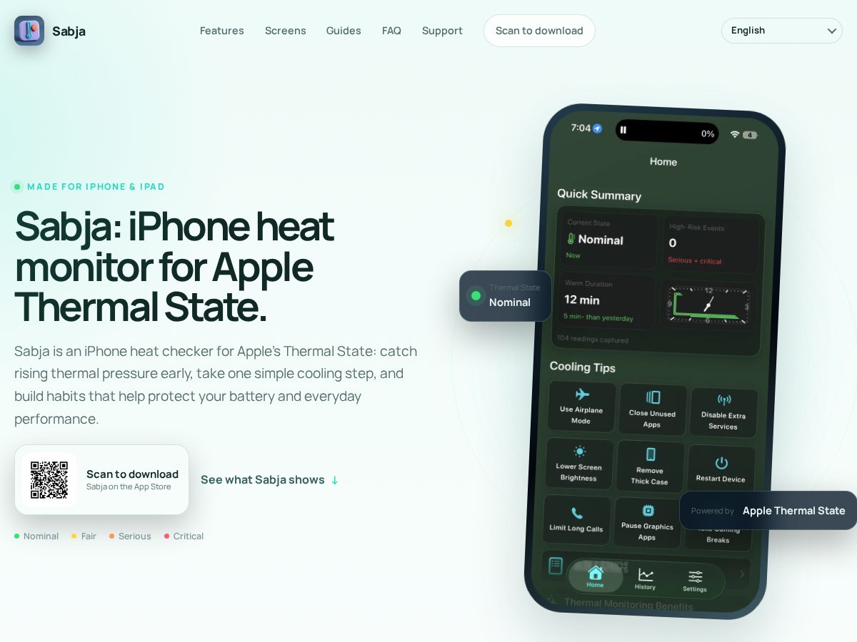 Landing-page snapshot of sabja.app