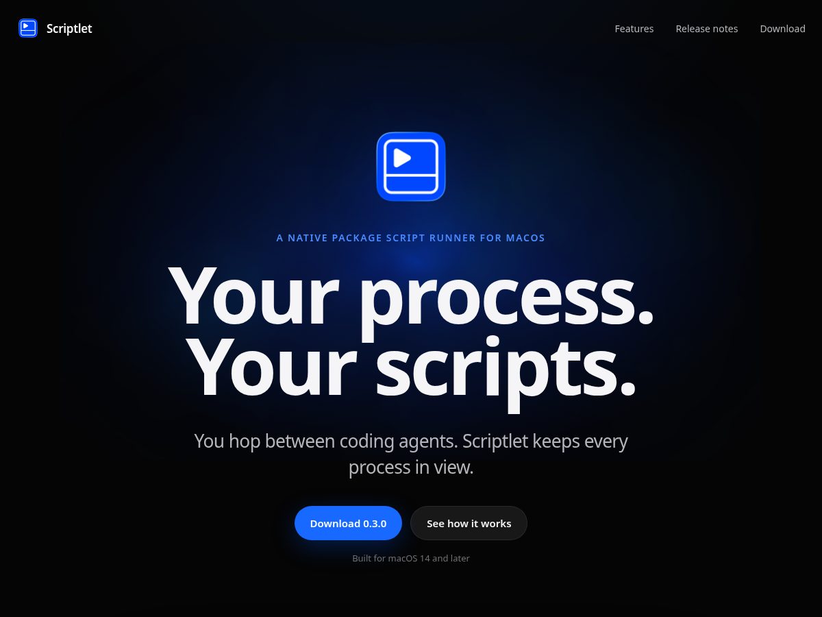 Landing-page snapshot of scriptlet.app