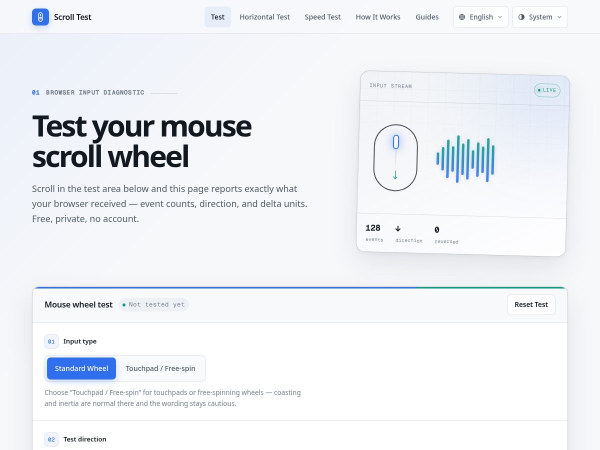 Landing-page snapshot of scrolltest.bond