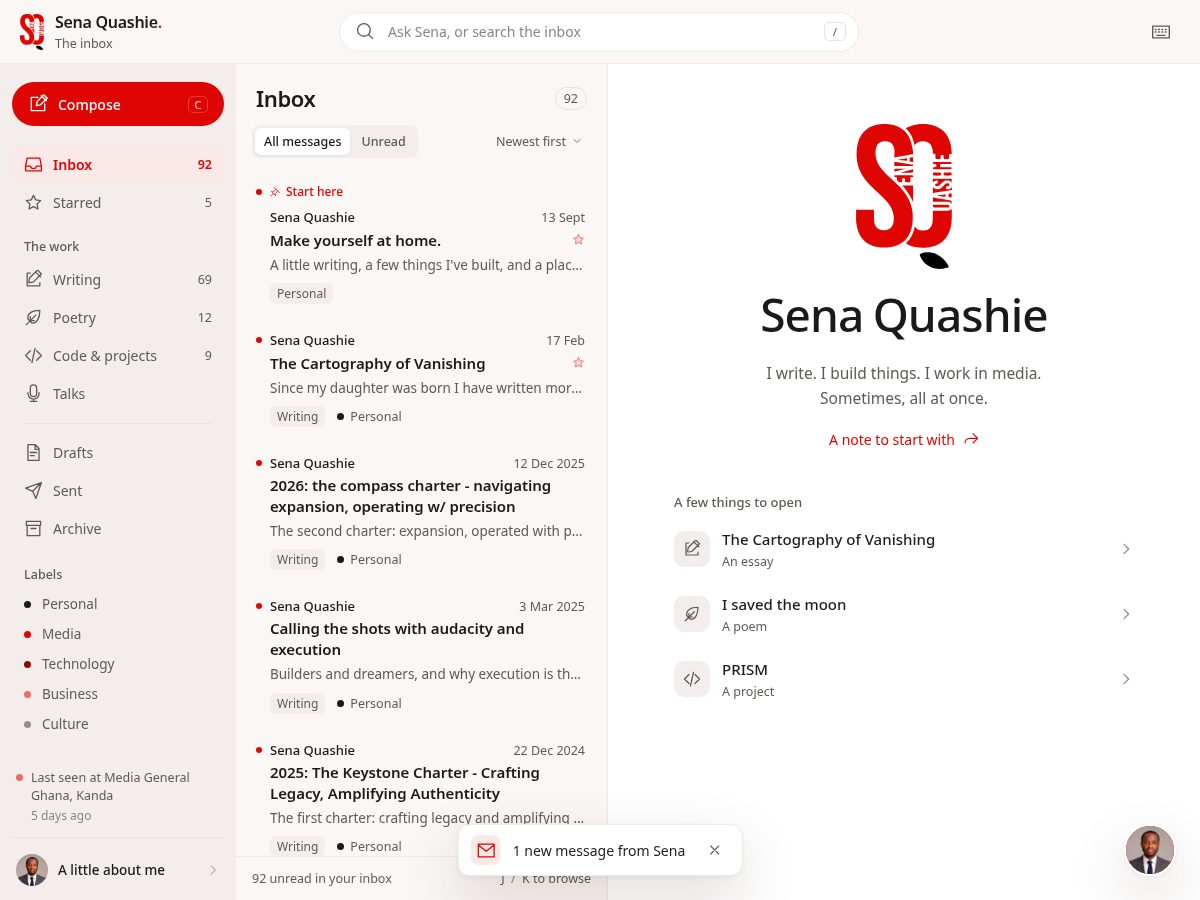 Landing-page snapshot of senaquashie.com