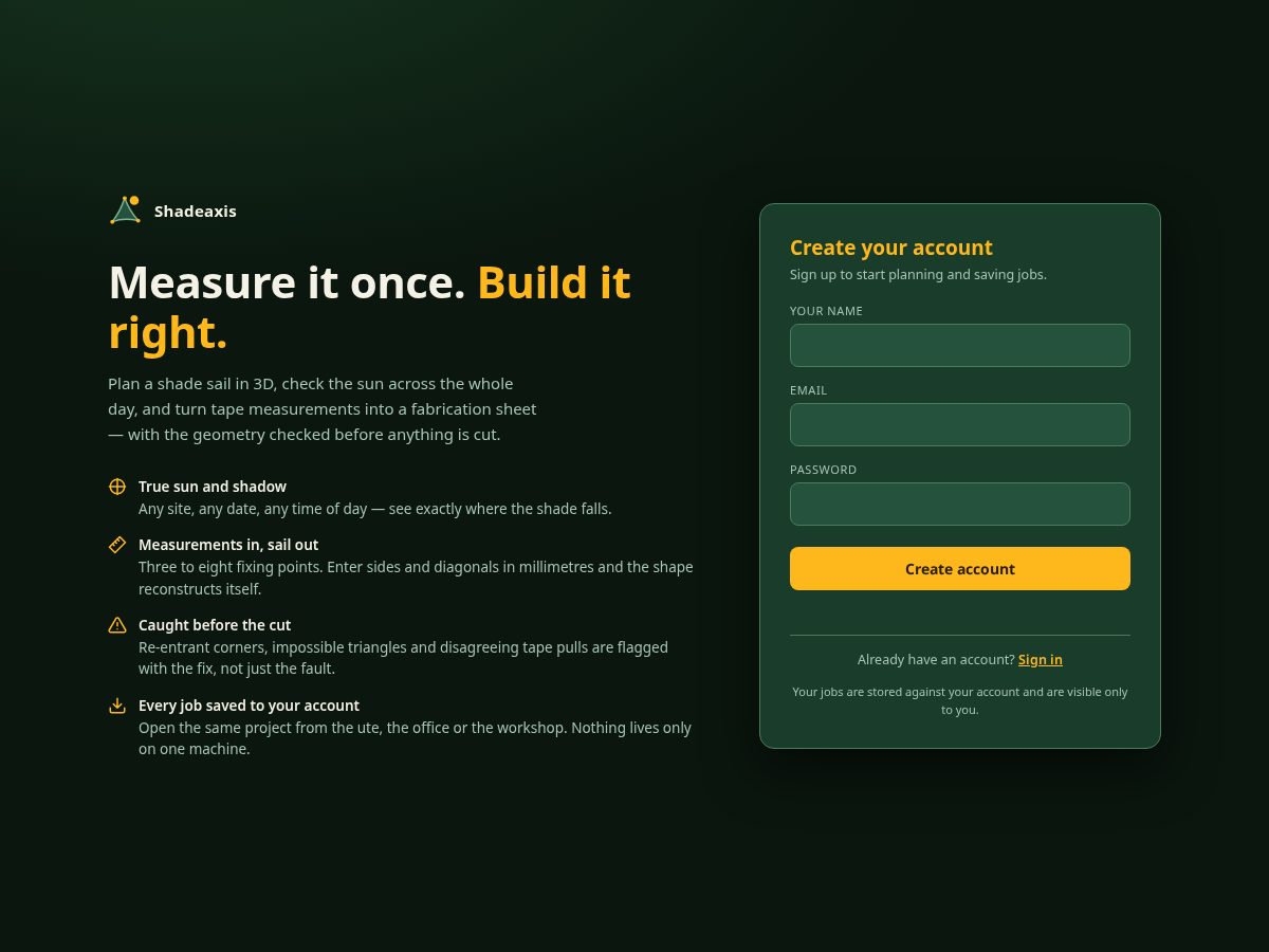 Landing-page snapshot of shadeaxis.com