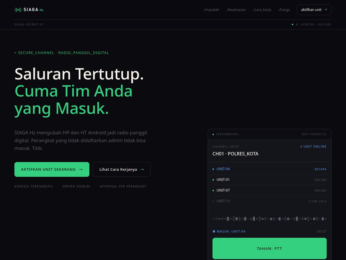 Landing-page snapshot of siagahertz.cloud