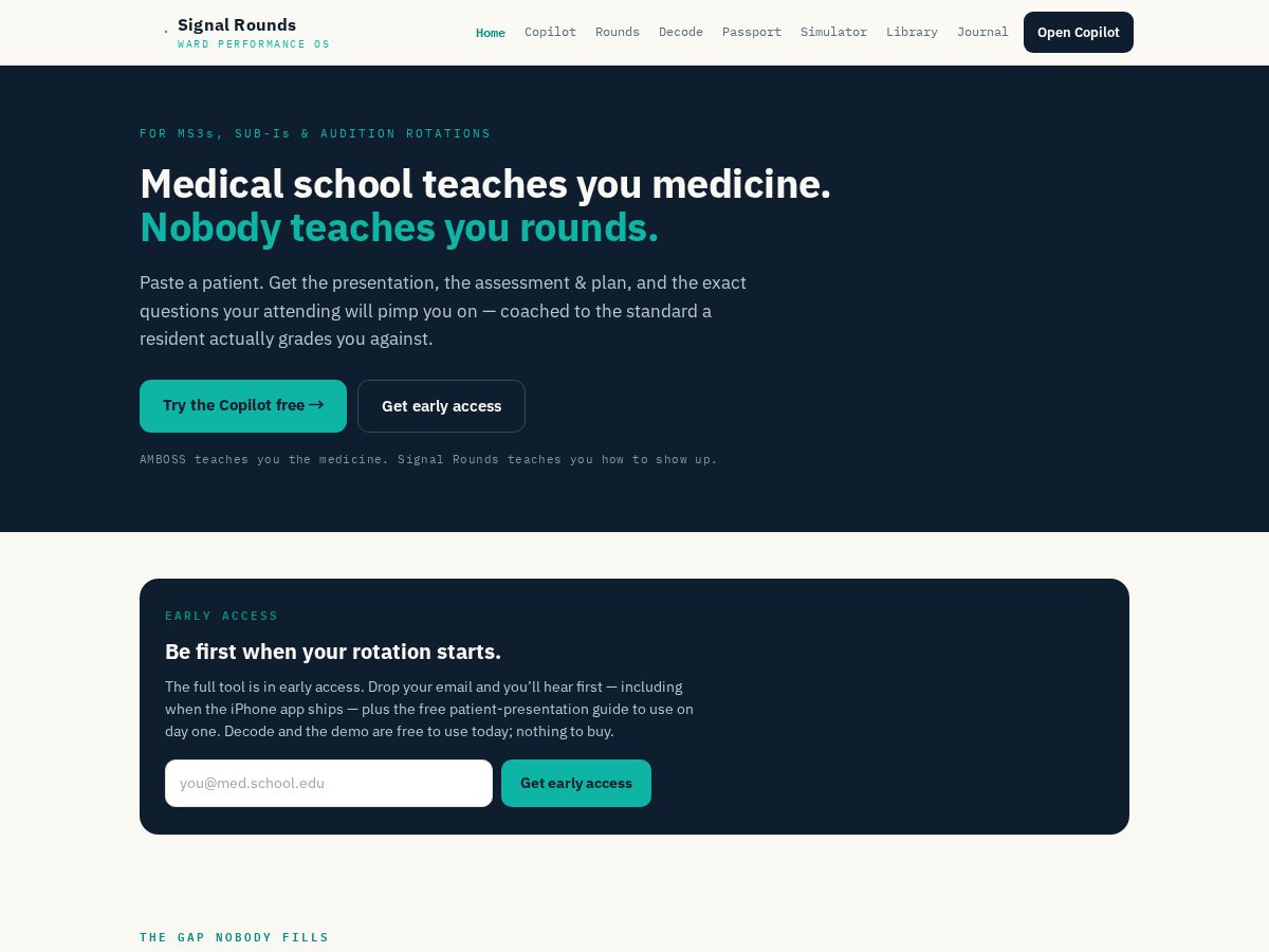 Landing-page snapshot of signalrounds.com