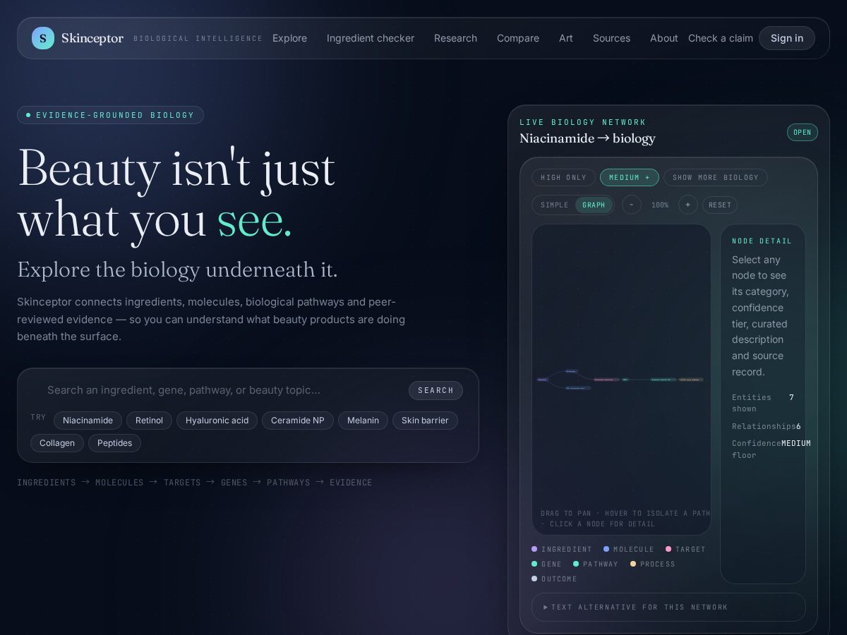 Landing-page snapshot of skinceptor.tech