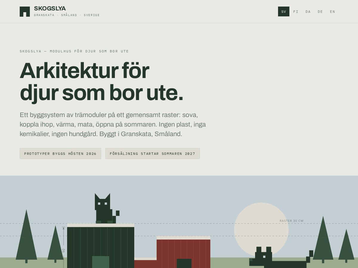 Landing-page snapshot of skogslya.com