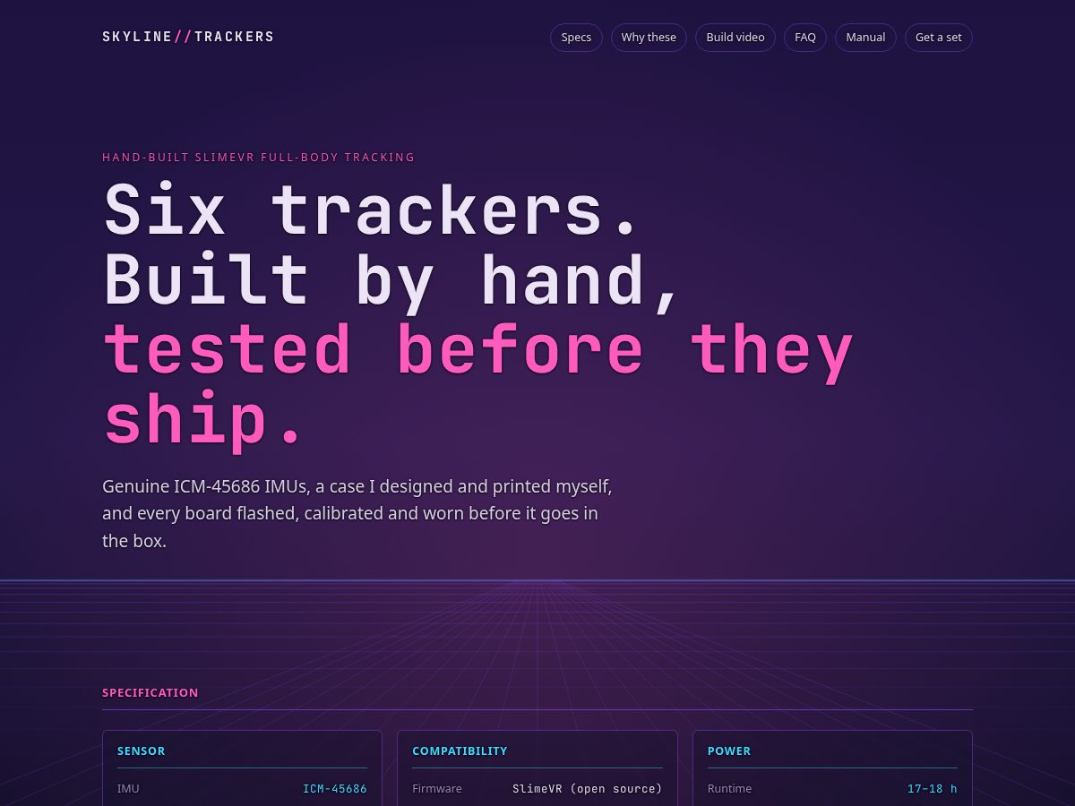 Landing-page snapshot of skylinetrackers.fyi