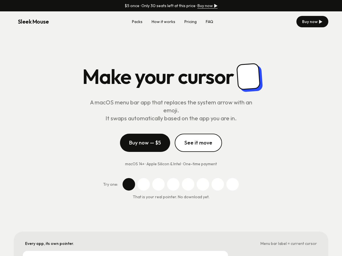 Landing-page snapshot of sleekmouse.app