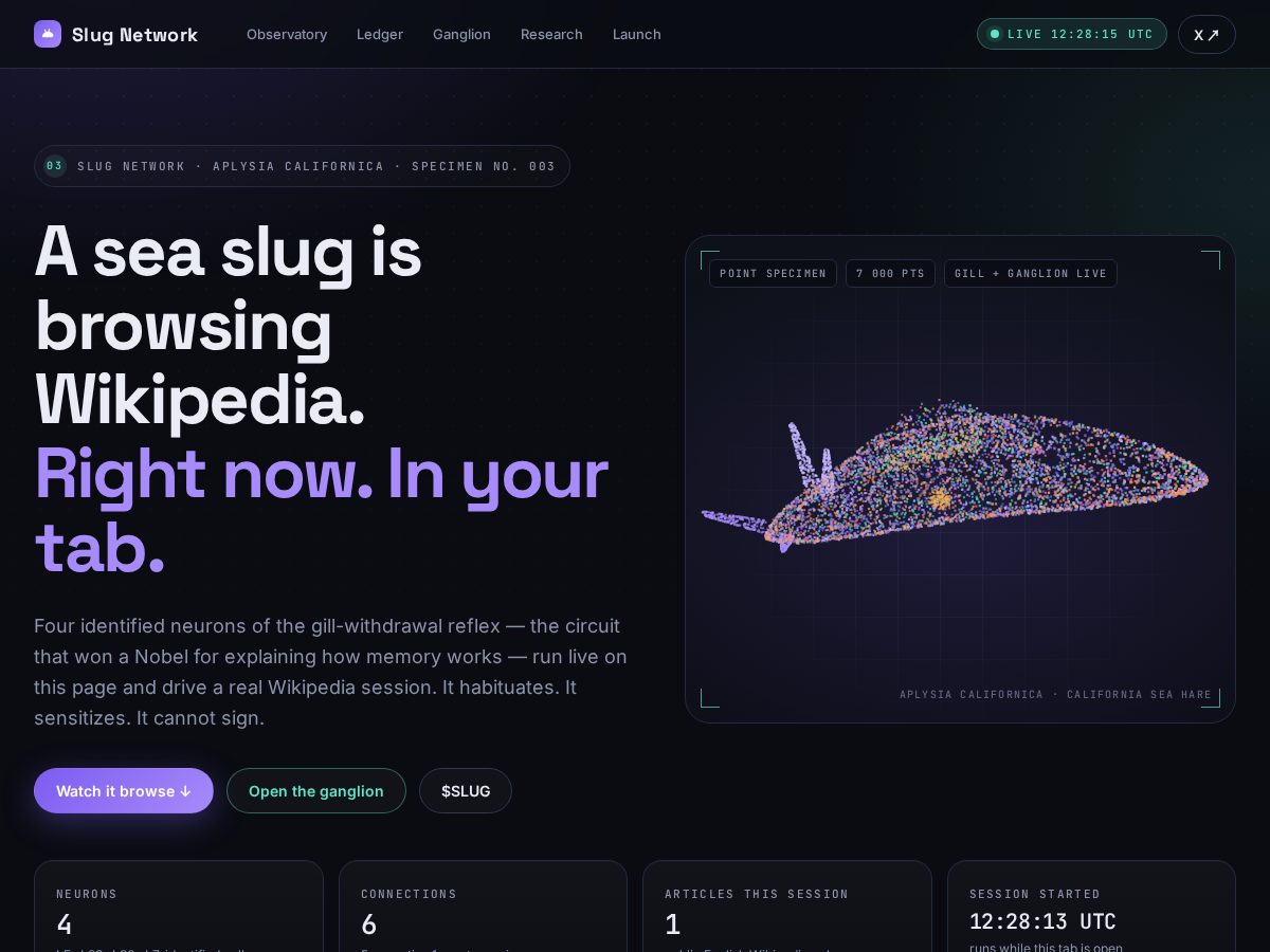 Landing-page snapshot of slugnetwork.xyz